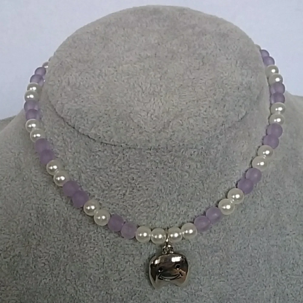 Girls sweet tooth lavender beaded necklace